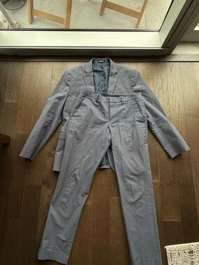 Men's Slate Blue Two-Button Suit Coat + Matching Pants
